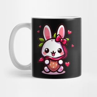 Berry Bunny Delight: Whimsical Strawberry Bunny Wonderland Mug